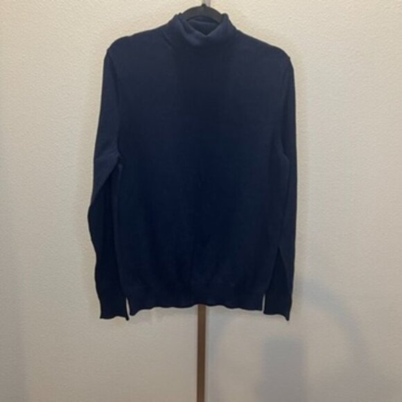 14th & Union Cashmere Turtleneck Sweater Navy Blue Size Medium - Picture 2 of 4